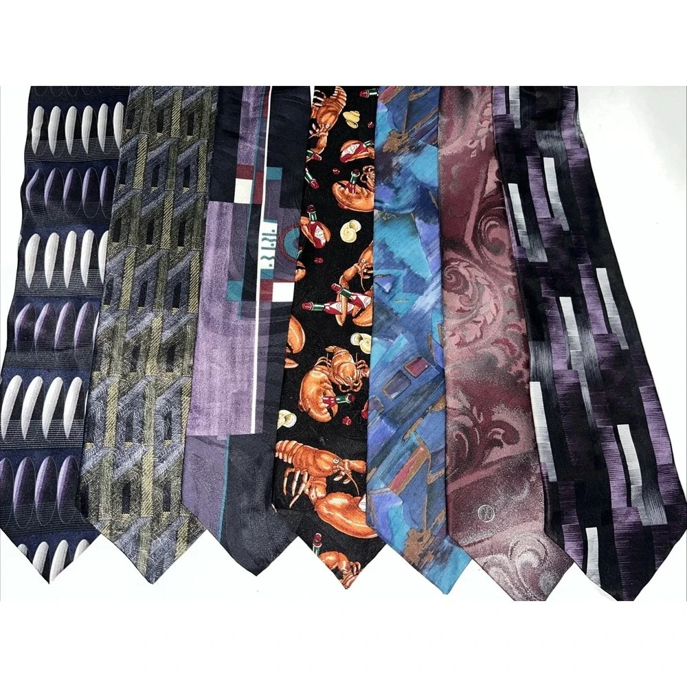 Lot of 7 Mens‎ Neck Ties Various Colors, Silk And Polyester Tobasco, And More